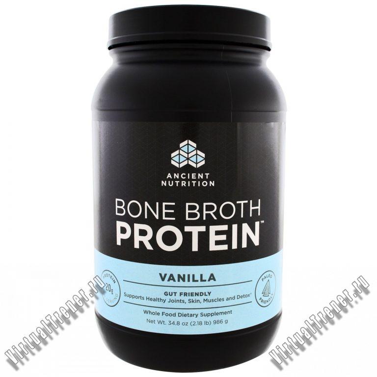 Dr. Axe / Ancient Nutrition, Bone Broth Protein, белок со вкусом ванили, 986 г (2,17 фунта)