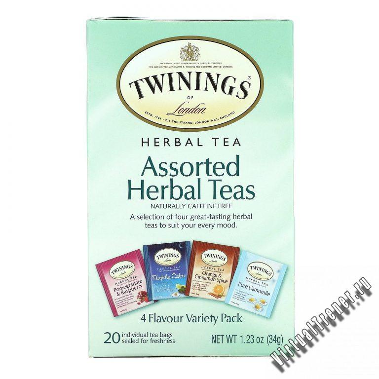 Twinings, Ассорти из травяных чаев, смешанный набор, без кофеина, 20 чайных пакетиков, 34 г (1,23 унции)