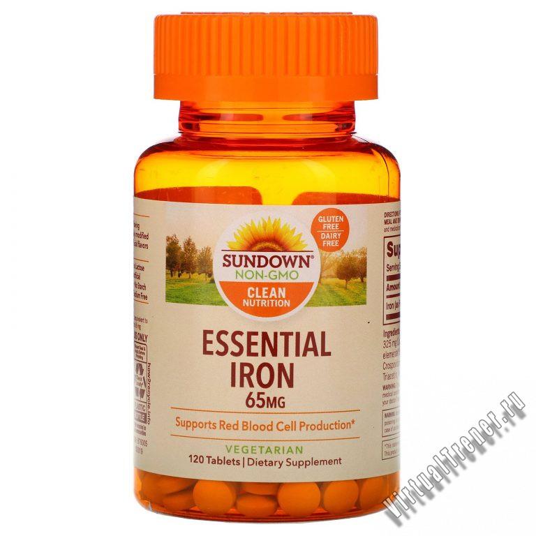 Sundown Naturals, Незаменимое железо, 65 мг, 120 таблеток