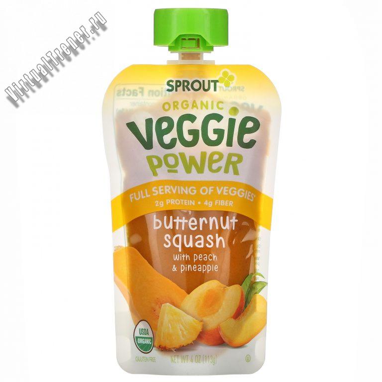 Отзывы о Sprout Organic, Veggie Power, мускатная тыква с персиком и ананасом, 113 г (4 унции)