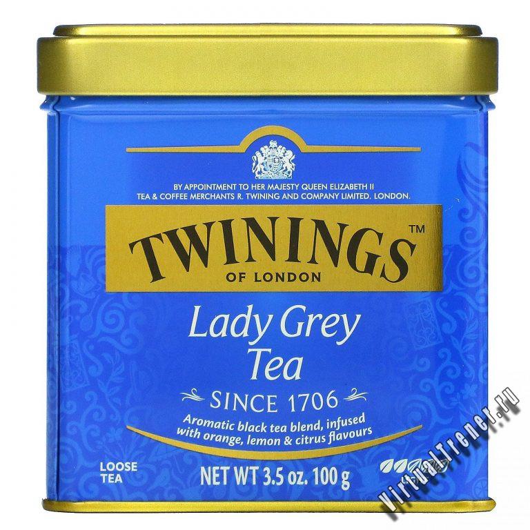 Twinings, Lady Grey, листовой чай, 100 г (3,5 унции)