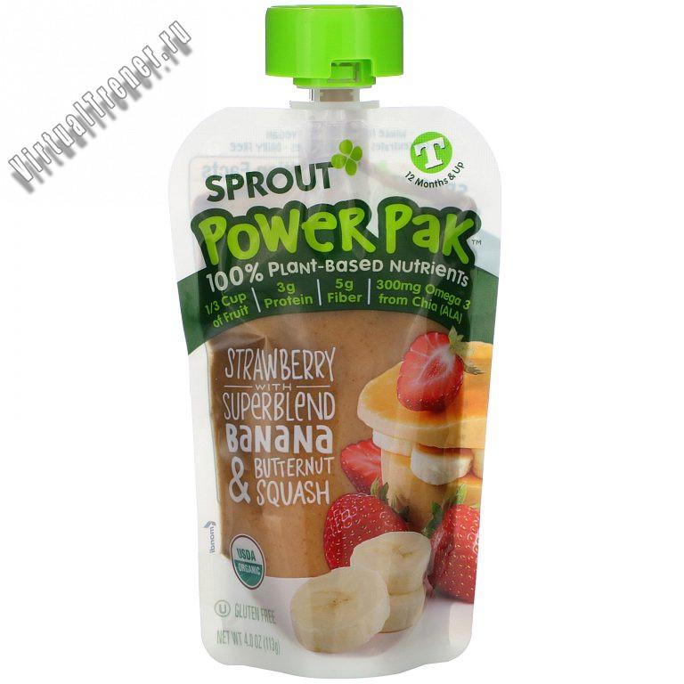 Sprout Organic, Power Pak, 12 Months & Up, Strawberry with Superblend Banana & Butternut Squash, 4.0 oz (113 g)