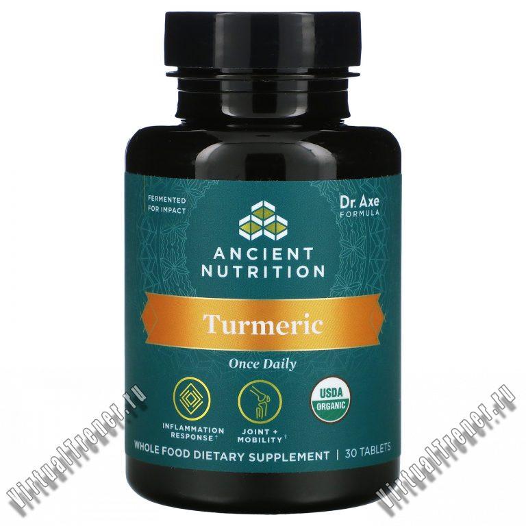 Dr. Axe / Ancient Nutrition, Turmeric, Once Daily, 30 Tablets