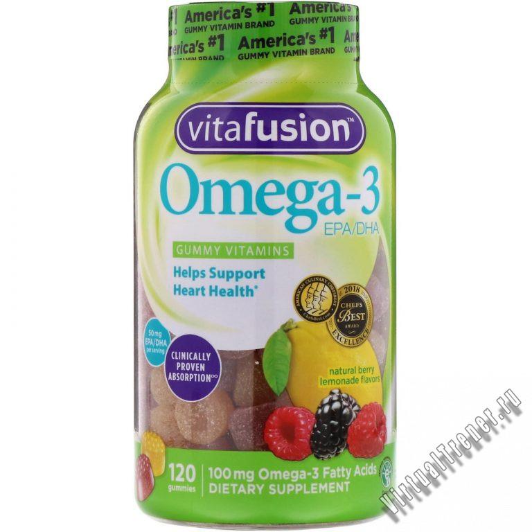 VitaFusion, Омега-3, ЭПК/ДГК, 120 жевательных таблеток