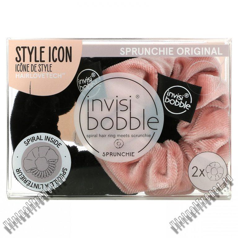 Invisibobble, Sprunchie Original Hair Scrunchie, True Black/Prima Ballerina, 2 Pack