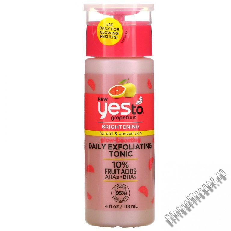 Yes To, Glow-Boosting Daily Exfoliating Tonic, Grapefruit, 4 fl oz (118 ml)