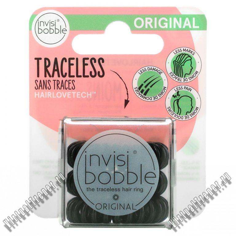 Invisibobble, Original, Traceless Hair Ring, True Black, 3 Pack