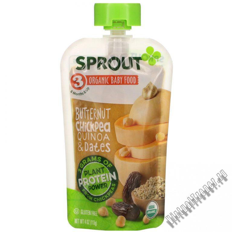 Sprout Organic, Детское питание, Этап 3, Мускатная тыква, нут, киноа, финики, 4 унц. (113 г)