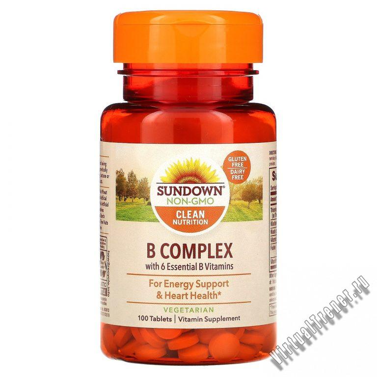 Sundown Naturals, Комплекс витаминов группы В, 100 таблеток