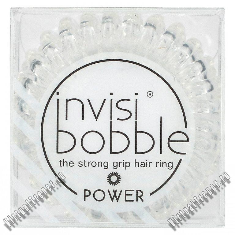 Invisibobble, Power, Strong Grip Hair Ring, Crystal Clear, 3 Pack