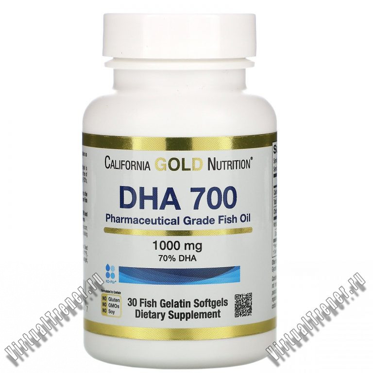 California Gold Nutrition, DHA 700, рыбий жир фармацевтической степени чистоты, 1000 мг, 30 рыбно-желатиновых капсул