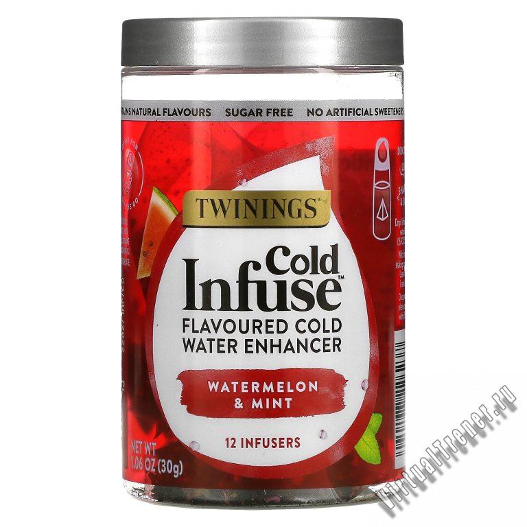 Twinings, Cold Infuse, Flavoured Cold Water Enhancer, Watermelon & Mint, 12 Infusers, 1.06 oz (30 g)